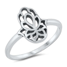 Load image into Gallery viewer, Sterling Silver Oxidized Hamsa Ring