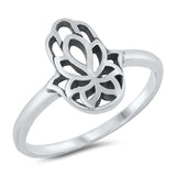 Sterling Silver Oxidized Hamsa Ring