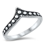 Sterling Silver Oxidized V Shape Ring