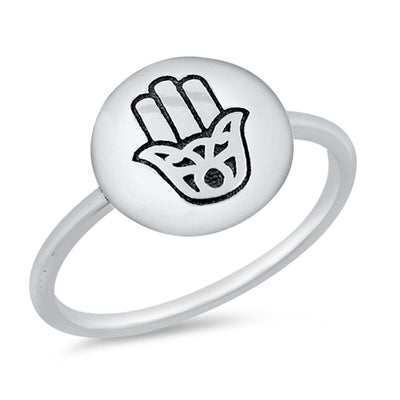 Sterling Silver Oxidized Hamsa Ring