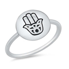 Sterling Silver Oxidized Hamsa Ring