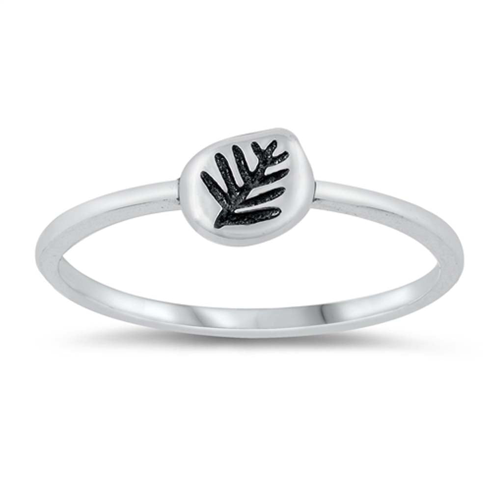 Sterling Silver Oxidized Fern Fossil Ring