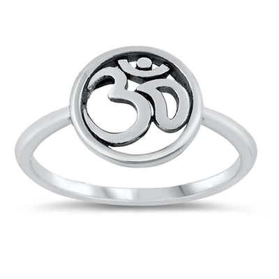 Sterling Silver Oxidized Om Sign Ring
