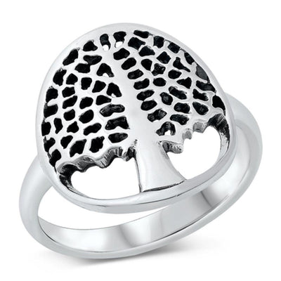 Sterling Silver Oxidized Tree Of Life Ring - silverdepot