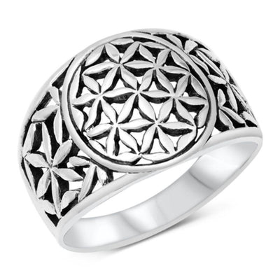 Sterling Silver Oxidized Floral Filigree Ring - silverdepot