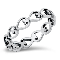 Sterling Silver Oxidized Hearts Ring