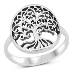 Sterling Silver Oxidized Tree Of Life Ring