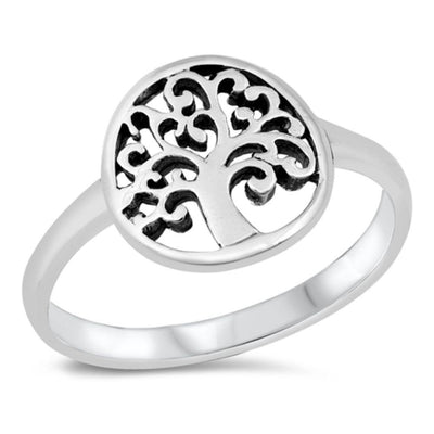 Sterling Silver Oxidized Tree Of Life Ring - silverdepot