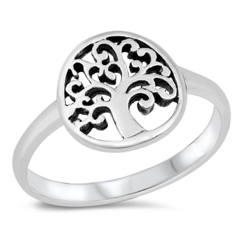 Sterling Silver Oxidized Tree Of Life Ring