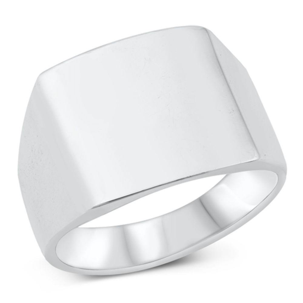 Sterling Silver High Polished Signet Ring - silverdepot