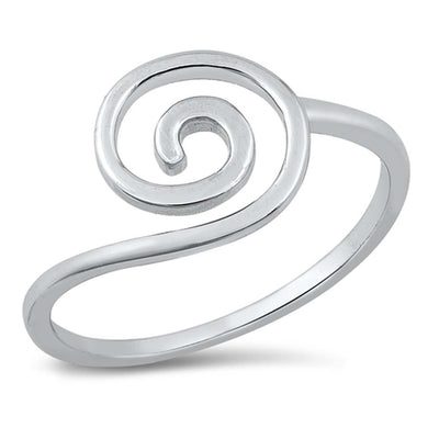 Sterling Silver Rhodium Plated Spiral Ring