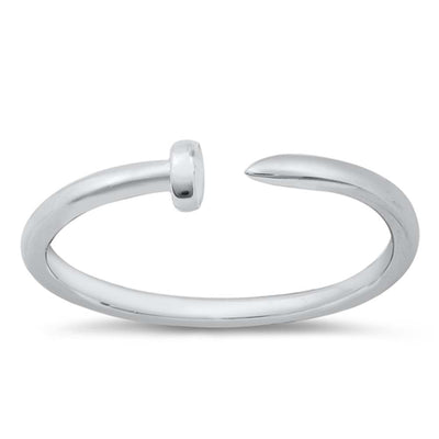 Sterling Silver Rhodium Plated Nail Ring