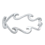 Sterling Silver Rhodium Plated Eternity Wave Ring