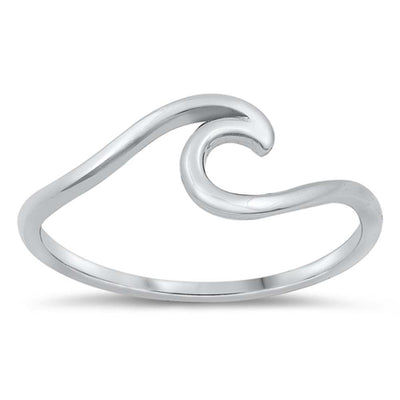 Sterling Silver Rhodium Plated Little Wave Ring