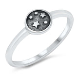 Sterling Silver Oxidized Stars Ring