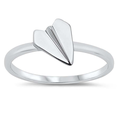 Sterling Silver Rhodium Plated Paperplane Ring