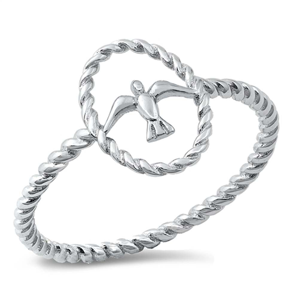 Sterling Silver Rhodium Plated Sparrow Ring