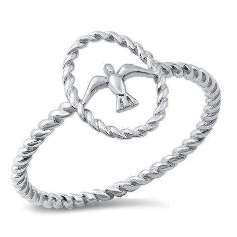 Sterling Silver Rhodium Plated Sparrow Ring