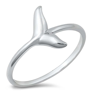 Sterling Silver Rhodium Plated Whale Tail Ring