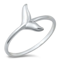 Sterling Silver Rhodium Plated Whale Tail Ring