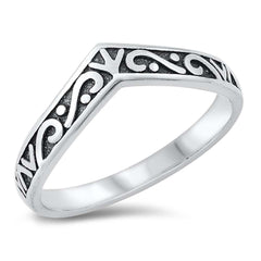 Sterling Silver Oxidized V Shape Ring