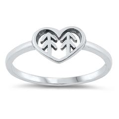 Sterling Silver Oxidized Tree Hearts Ring