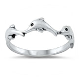 Sterling Silver Oxidized Dolphin Ring