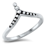 Sterling Silver Oxidized V Shaped Ring