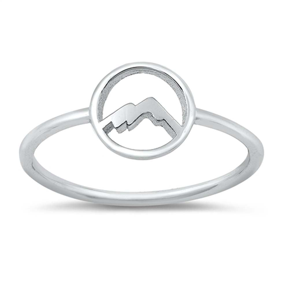 Sterling Silver Rhodium Plated Mountain Ring