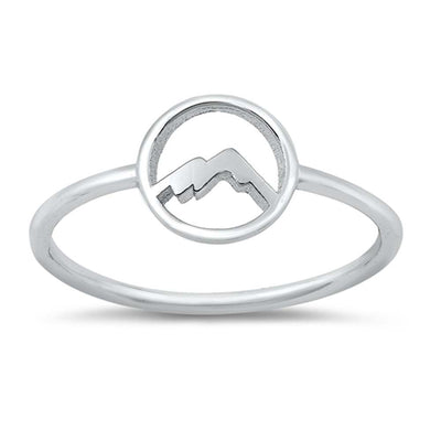Sterling Silver Rhodium Plated Mountain Ring