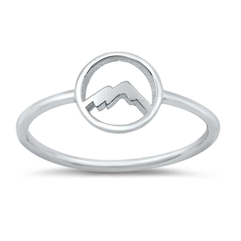 Sterling Silver Rhodium Plated Mountain Ring