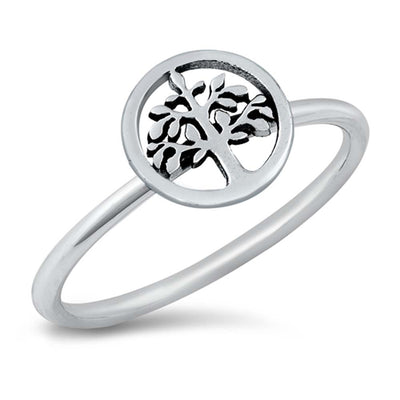 Sterling Silver Oxidized Tree Of Life Plain Ring