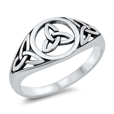 Sterling Silver Oxidized Triquetra Ring
