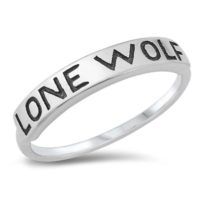 Sterling Silver Oxidized Lone Wolf Ring