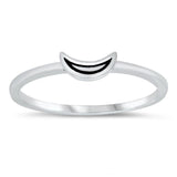 Sterling Silver Rhodium Plated Crescent Moon Ring