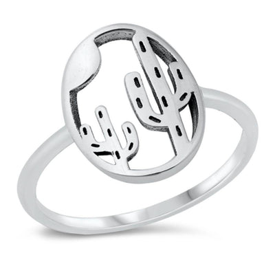 Sterling Silver Oxidized Cactus Ring - silverdepot