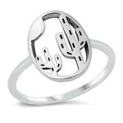 Sterling Silver Oxidized Cactus Ring
