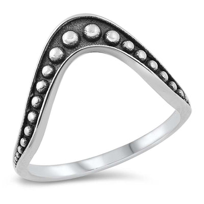 Sterling Silver Oxidized Bali V Ring