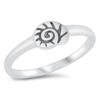 Sterling Silver Rhodium Plated Shell Ring - silverdepot