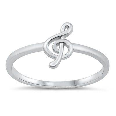 Sterling Silver Rhodium Plated Music Note Ring