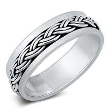 Load image into Gallery viewer, Sterling Silver Oxidized Braid Spinner Ring
