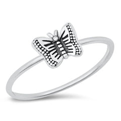 Sterling Silver Oxidized Butterfly Ring-6.2 mm