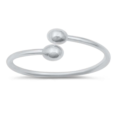 Sterling Silver High Polished Wraparound Ball Studs Ring