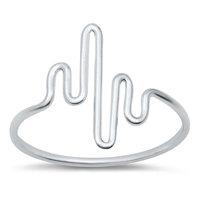 Sterling Silver High Polished Squiggle Plain Ring
