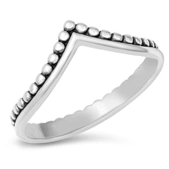 Sterling Silver Oxidized Bali V Ring