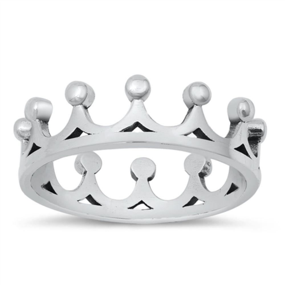 Sterling Silver Oxidized Crown Ring - silverdepot