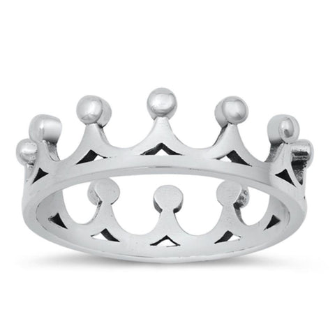 Sterling Silver Oxidized Crown Ring