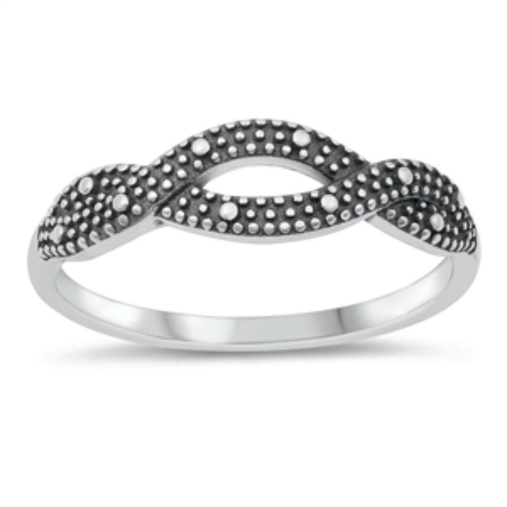 Sterling Silver Oxidized Bali Twist Ring - silverdepot