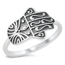 Load image into Gallery viewer, Sterling Silver Oxidized Sideways Hamsa Ring - silverdepot