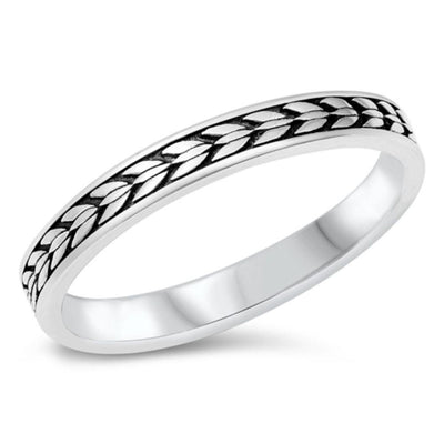 Sterling Silver Oxidized Thin Design Band Ring - silverdepot